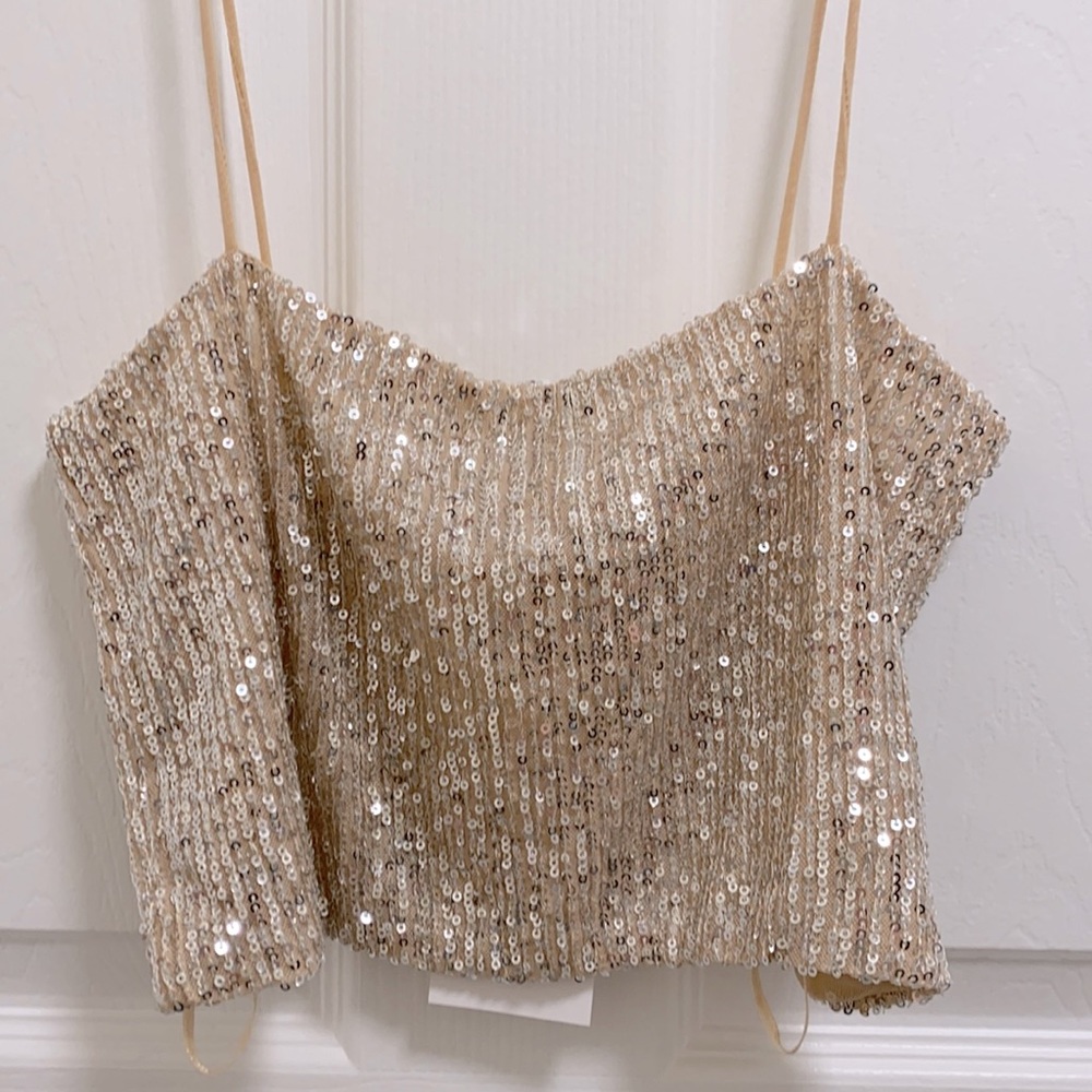 Sequin Beige Crop Top size large